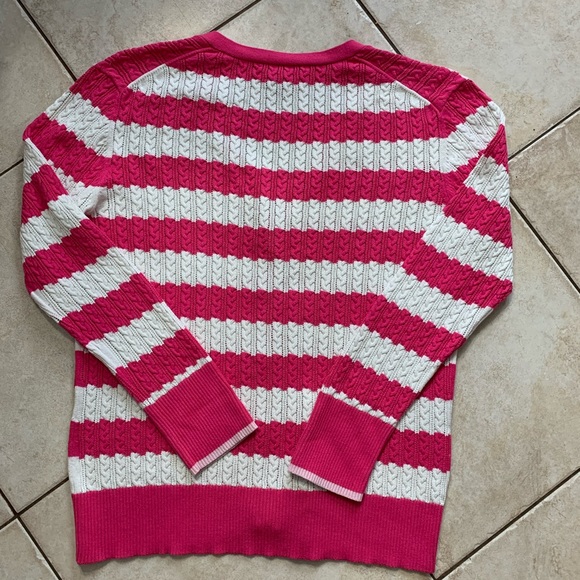 Pink Tartan cotton striped cardigan. Ladies M. EUC. - Picture 4 of 9